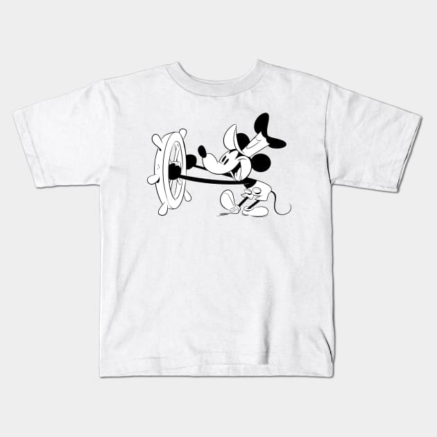 Steamboat Willie Kids T-Shirt by FanartFromDenisGoulet